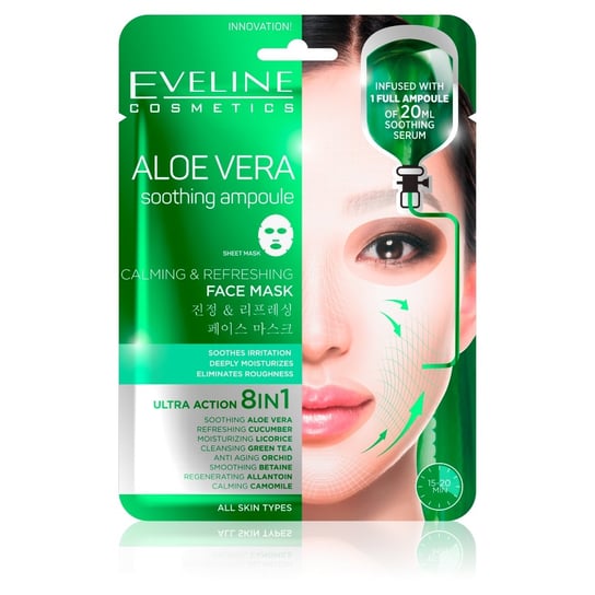 Eveline Cosmetics, maska na tkaninie 8in1 łagodząco-odświeżająca 1szt Eveline Cosmetics
