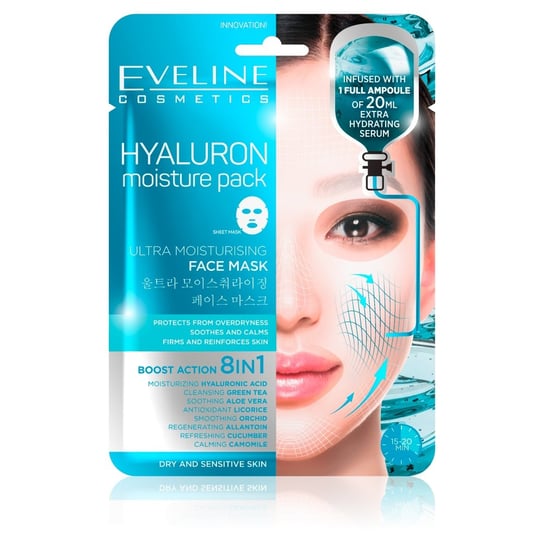 Eveline Cosmetics, maska na tkaninie 8in1 ultranawilżająca 1szt Eveline Cosmetics