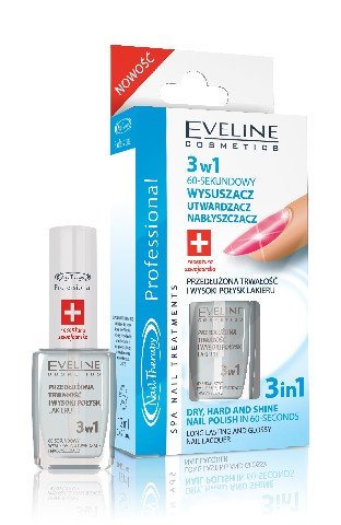 Eveline Cosmetics, Nail Therapy, lakier-odżywka wysuszacz 3w1, 12 ml Eveline Cosmetics