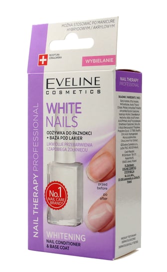 Eveline Cosmetics, Nail Therapy, odżywka wybielająca do paznokci + baza White Nails, 12 ml Eveline Cosmetics