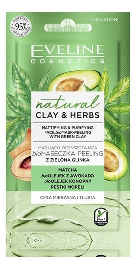Eveline Cosmetics Natural Clay & Herbs Bio Maseczka - Peeling z zieloną glinką 8ml Eveline Cosmetics