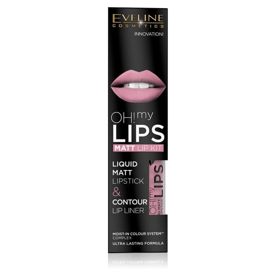 Eveline Cosmetics, Oh! My Lips, Zestaw: matowa pomadka w płynie i konturówka, nr 03 Rose Nude Eveline Cosmetics