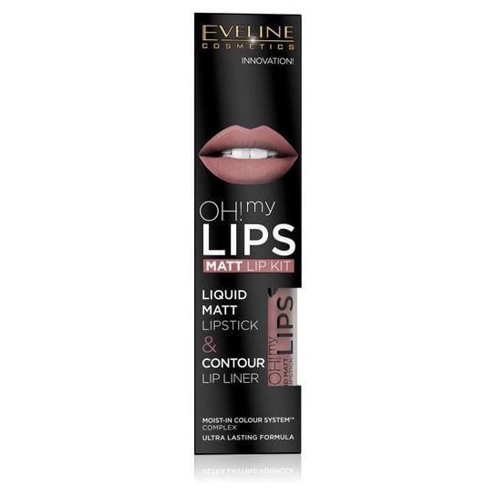 Eveline Cosmetics, Oh! My Lips, Zestaw: matowa pomadka w płynie i konturówka, nr 04 Sweet Lips Eveline Cosmetics