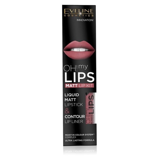 Eveline Cosmetics, Oh! My Lips, Zestaw: matowa pomadka w płynie i konturówka, nr 06 Cashmere Rose Eveline Cosmetics