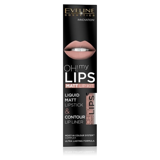 Eveline Cosmetics, Oh! My Lips, Zestaw: matowa pomadka w płynie i konturówka, nr 08 Lovely Rose Eveline Cosmetics