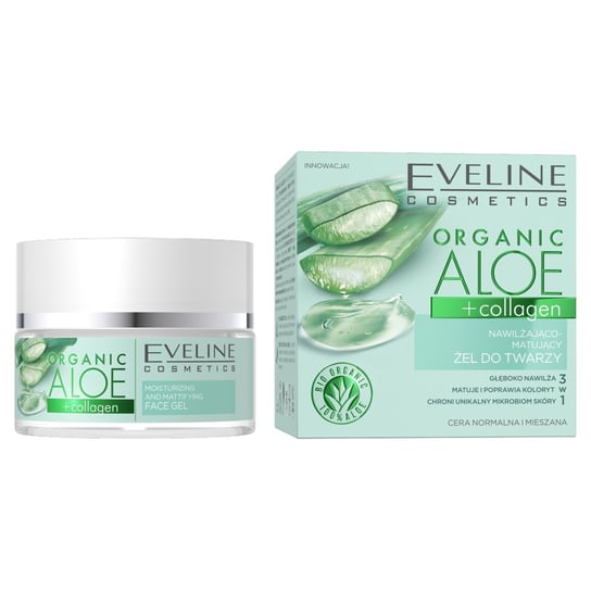 Eveline Cosmetics Organic Aloe + Collagen nawilżająco-matujący Żel do twarzy 5050ml Eveline Cosmetics