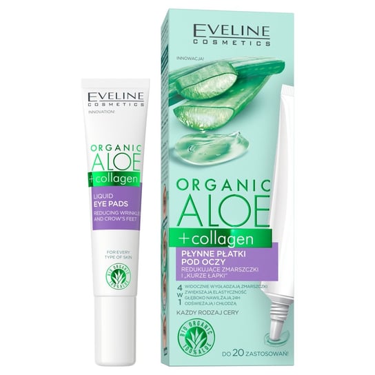 Eveline Cosmetics, Organic Aloe + Collagen Płynne Płatki Pod Oczy Redukujące Zmarszczki I Kurze Łapki 4W1 20Ml Eveline Cosmetics