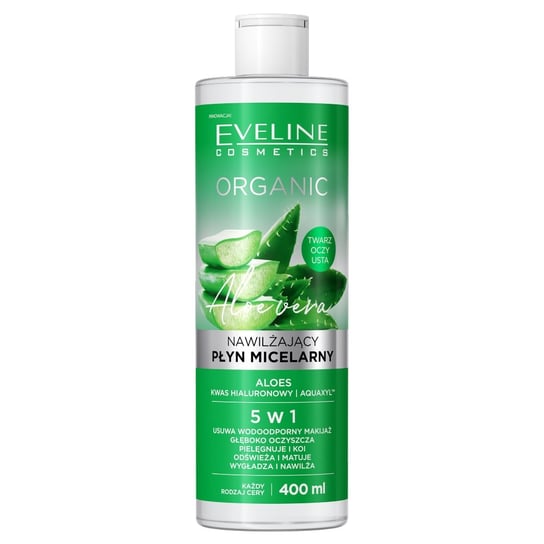 Eveline Cosmetics, Organic Aloe Vera nawilżający płyn micelarny 5w1 do każdego rodzaju cery Aloes 400ml Eveline Cosmetics
