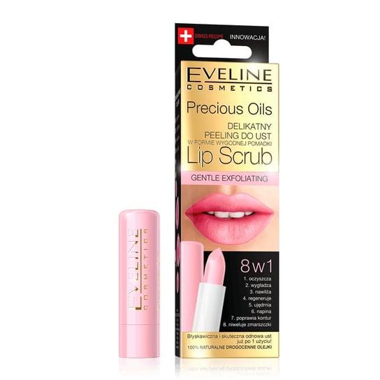 Eveline Cosmetics, Precious Oils, peeling do ust w formie pomadki 8w1, 4,5 g Eveline Cosmetics
