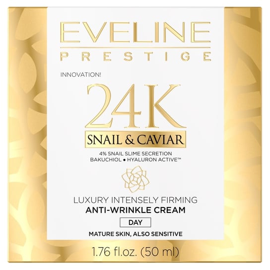Eveline Cosmetics, Prestige 24k Snail&Caviar, luksusowy intensywnie ujędrniający krem ​​przeciwzmarszczkowy na dzień, 50 ml Eveline Cosmetics