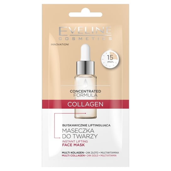 Eveline Cosmetics Skoncentrowana formuła błyskawicznie liftingująca maseczka do twarzy Collagen 8ml Eveline Cosmetics