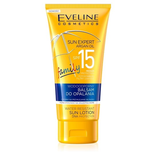 Eveline Cosmetics, Sun Expert Argan Oil, wodoodporny balsam do opalania Family, SPF 15, 150 ml Eveline Cosmetics