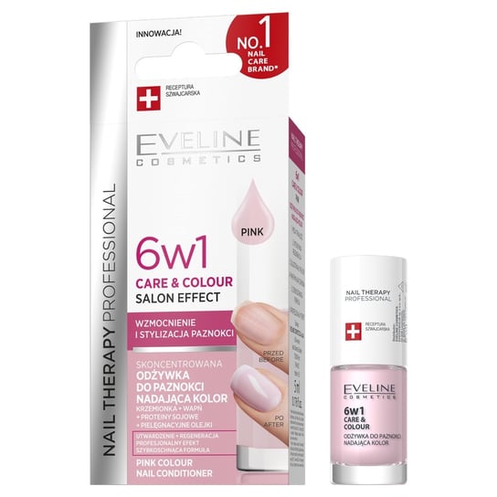 Eveline Cosmetics, Therapy Professional skoncentrowana odżywka do paznokci nadająca kolor 6w1 Pink, 5ml Eveline Cosmetics