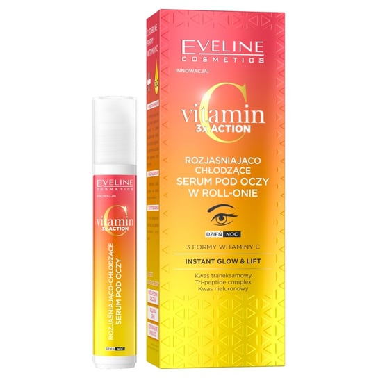 Eveline Cosmetics,Vitamin C 3x Action rozjaśniająco-chłodzące serum pod oczy w roll-onie 15ml Eveline Cosmetics