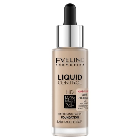 Eveline, Liquid Control HD Long Lasting Formula 24H, Podkład do twarzy z dropperem 035 Natural Beige, 32 ml Eveline Cosmetics