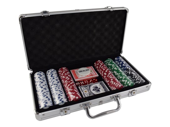 Evergreen, zestaw żetonów do pokera w aluminiowej walizce, 300 elementów Evergreen