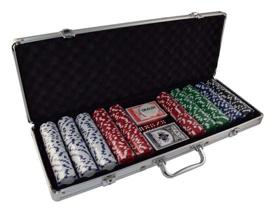 Evergreen, zestaw żetonów do pokera w aluminiowej walizce, 500 elementów Evergreen