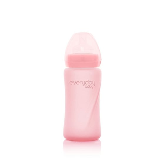 Everyday Baby, Szklana butelka ze smoczkiem M, Różowa, 240 ml Everyday Baby