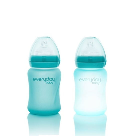 Everyday Baby, Szklana butelka ze smoczkiem S reagująca na temperaturę, Turkusowa, 150 ml Everyday Baby