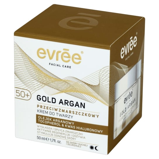 Evree, Gold Argan 50+, przeciwzmarszczkowy krem do twarzy, 50 ml Evree