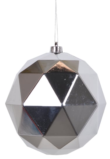 EWAX, Bombka geometryczna plastikowa srebrna 15cm Ewax