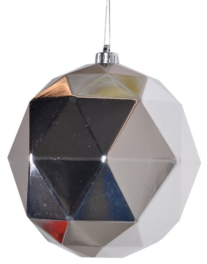 EWAX, Bombka geometryczna plastikowa srebrna duża 20cm Ewax