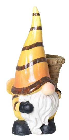 Ewax, Ceramiczny skrzat z doniczką i żółtą czapką 1018-235041813R, 25,5x21,5x45 cm Ewax