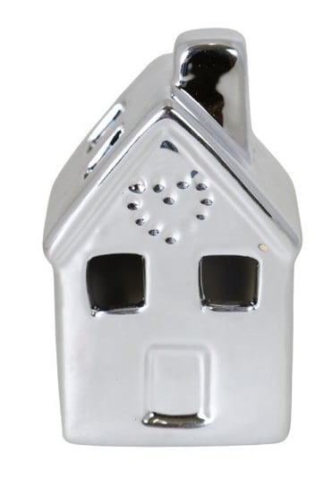 Ewax, Duży ceramiczny domek LED 232217-10, srebrny, 6x5,5x10 cm Ewax