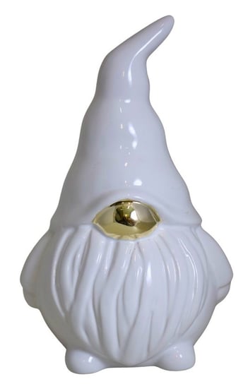Ewax, Duży ceramiczny Skrzat, biały ze złotym noskiem, 14x13x22 cm Ewax