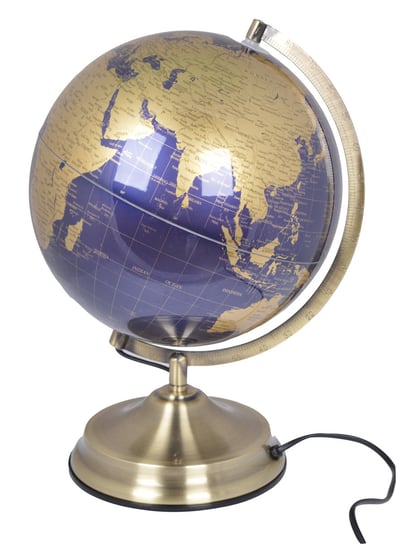 Ewax, Globus dekoracyjny, granatowo-złoty podświetlany, 26x26x32 cm Ewax