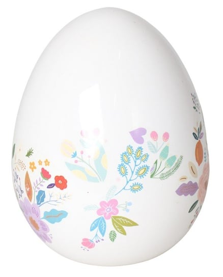 Ewax, Jajko ceramiczne, en24055a, białe w kwiatki, 14,4x14,4x20 cm Ewax