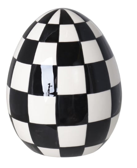 Ewax, Jajko ceramiczne w biało-czarną kratkę, 13x13x18 cm Ewax