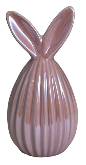 Ewax, Jajko ceramiczne z uszami królika, 231958-14, różowe, 7,5x7,5x15,5cm Ewax