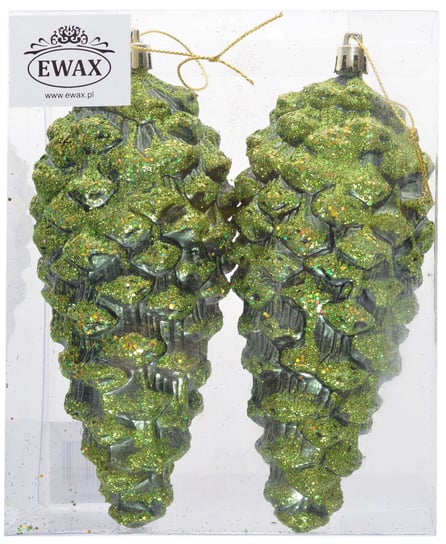 EWAX, Komplet 2 szyszek zielonych w pvc 14x6.5x17cm Ewax