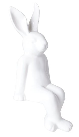 Ewax, Królik siedzący, ceramiczny, biały, 33x14x14 cm Ewax