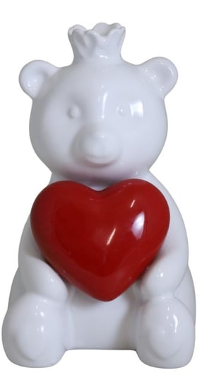 Ewax, Mały ceramiczny Miś z czerwonym sercem, 232220-10, biały, 7x7,5x11 cm Ewax