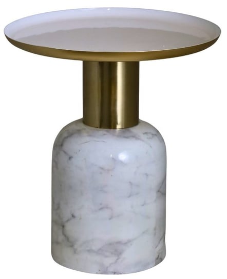 Ewax, Mały metalowy stolik 10399B, biało-złoty, 41x41x46 cm Ewax