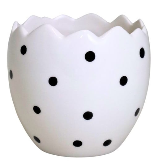 Ewax, Osłonka ceramiczna,  19364-12,  jajko biała w czarne kropki, 13x13x11,5 cm Ewax
