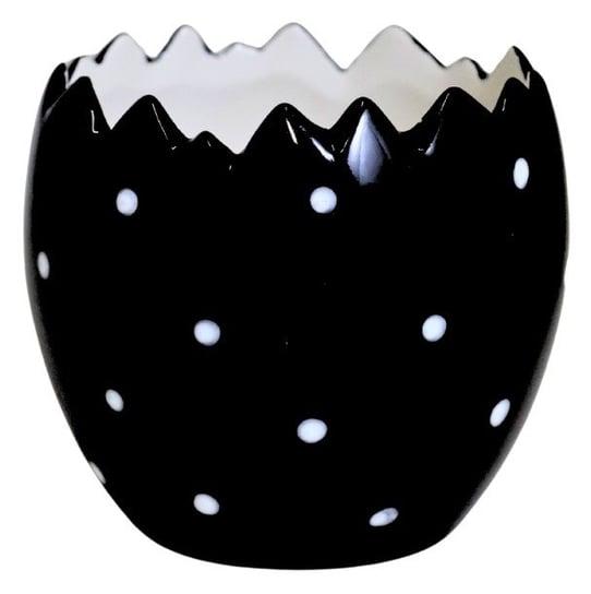 Ewax, Osłonka ceramiczna, 19364-15, jajko czarna w białe kropki, 14x14x16 cm Ewax