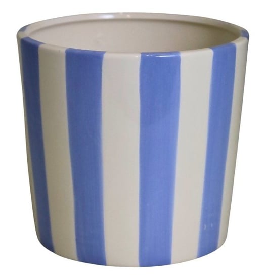 Ewax, Osłonka ceramiczna, 231903-13, biała w niebieskie paski, 13x13x12 cm Ewax