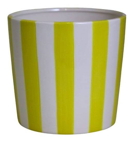 Ewax, Osłonka ceramiczna, 231903-13, biała w żółte paski, 13x13x12 cm Ewax