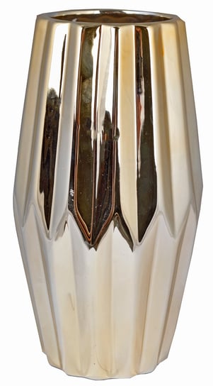 Ewax, Wazon ceramiczny karbowany wysoki 16188-25, złoty, 14x14x26 cm Ewax