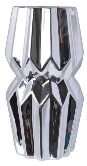 Ewax, Wazon ceramiczny mały Geometryczny 18111-20, srebrny, 10,5x10,5x20,5 cm Ewax
