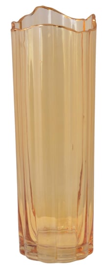 Ewax, Wazon szklany miodowy ze złotym rantem, 10x10x30 cm Ewax