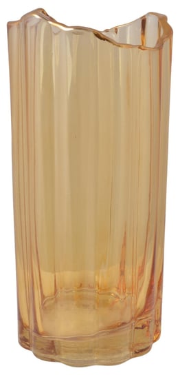 Ewax, Wazon szklany miodowy ze złotym rantem, 12x12x25 cm Ewax