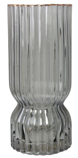 Ewax, Wazon szklany szary ze złotym rantem, 12x12x24 cm Ewax