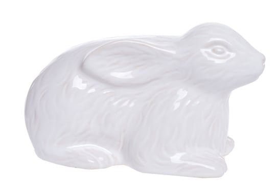 Ewax, Zając leżący ceramiczny, biały, 18x10x10 cm Ewax