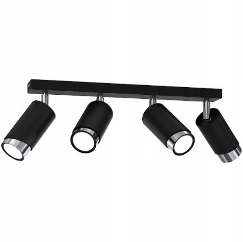 EWILIGHT Lampa sufitowa regulowana listwa tuba eye 4xGU10 czarny/srebrny EWILIGHT