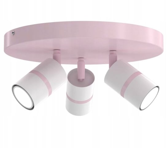 EWILIGHT Lampa sufitowa wisząca okrągła 3-punkty TUBE kids 3xGU10 biały/róż EWILIGHT