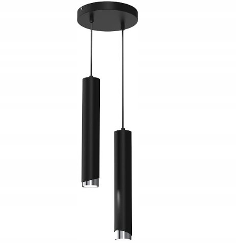 EWILIGHT Lampa sufitowa wisząca zwis tuba eye 2xGU10 czarny/srebrny EWILIGHT